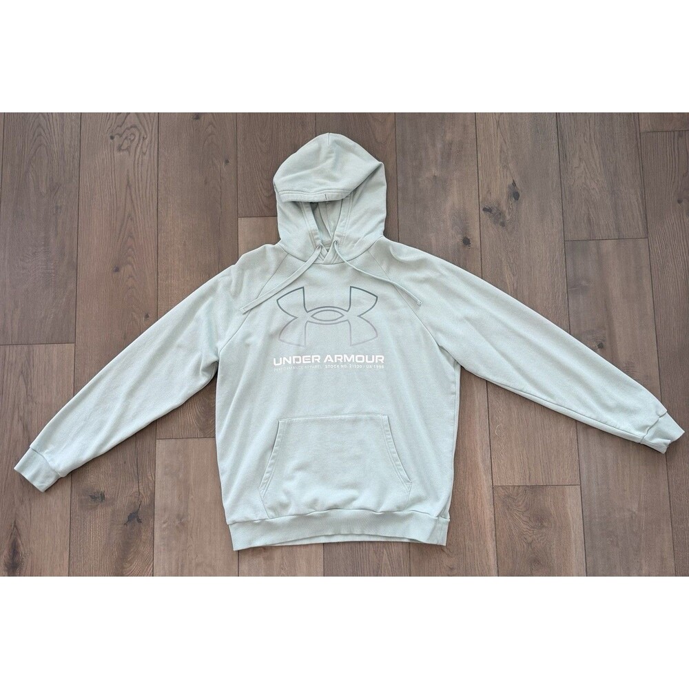 Under Armour Rival Fleece Big Logo Hoodie Mens Large Mint Green 1366724 Pullover